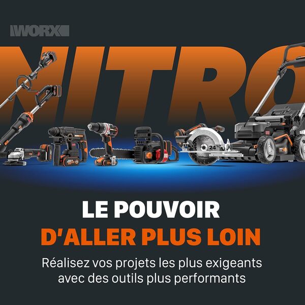 WORX Perforateur sans fil Brushless 20V WX381, 2J, 3 en 1, Perçage, Percussion, Burinage dans tous les matériaux, antivibrations, livré avec 1 Batterie 4Ah, Chargeur et Accessoires