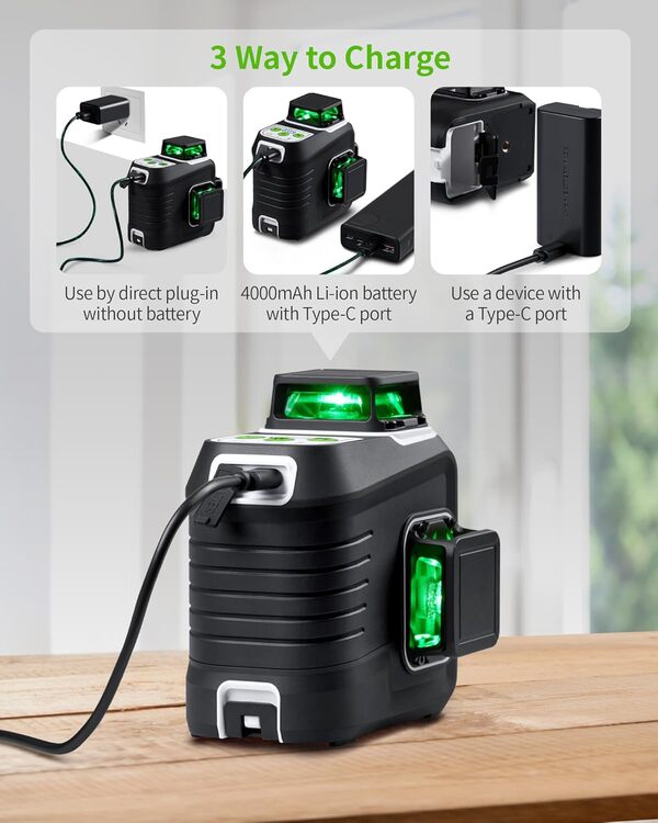 Firecore Niveau Laser 360 Autonivelant ​​avec Trépied 150cm,Niveau Laser Vert 12 lignes avec 2 Batteries lithium-ion et en charge USB, lazer niveaux bricolage avec Télécommande et étui de transport