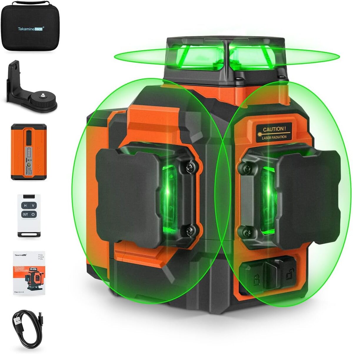 Niveau Laser 3x360 TakamineTech TT12LS - Auto-nivelant, Bluetooth, étanche - Neuf Sous Blister