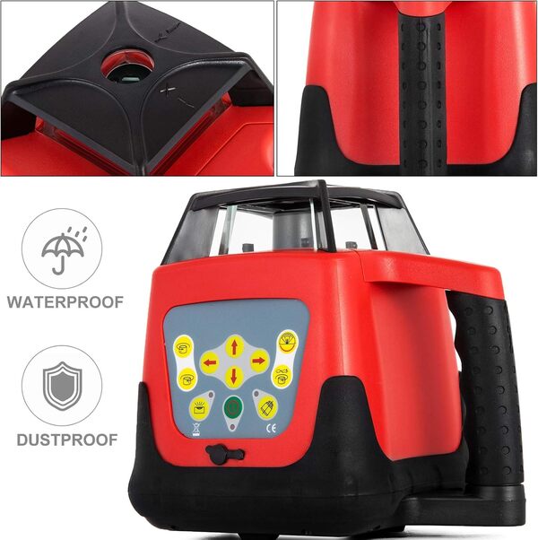 Niveau Laser Autonivelant Balayage Rotative 360° Laser Ligne Verticale Horizontale Rouge Travail 500 m pour Construction de Bâtiments Professionnels Maçonnerie Clôtures Entrepreneurs Fondations