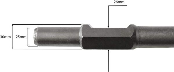 EBERTH Burin plat, 390x30mm, pour marteau de démolition avec emmanchement hexagonal SDS HEX de 30mm, pièce détachée, burin professionnel de haute qualité pour des projets de bricolage réussis