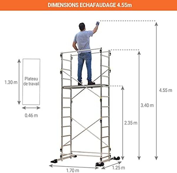 Echafaudage domestique: Hauteur de travail max 4.35m - 238703/MKT