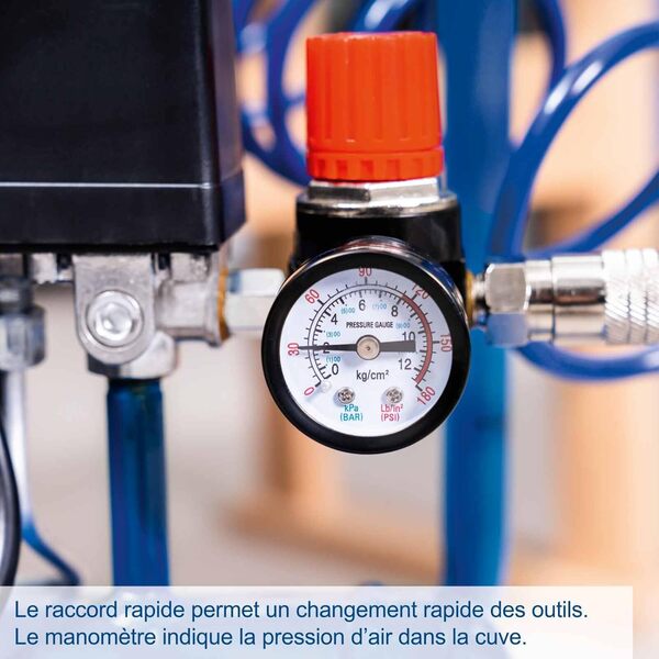 Scheppach Compresseur HC26 | 1500 W | Admission d'air 220 L/min | Cuve de 24 Litres | Pression de travail de 8 bar | Lubrifié à l'huile | Poignée et dispositif de déplacement inclus