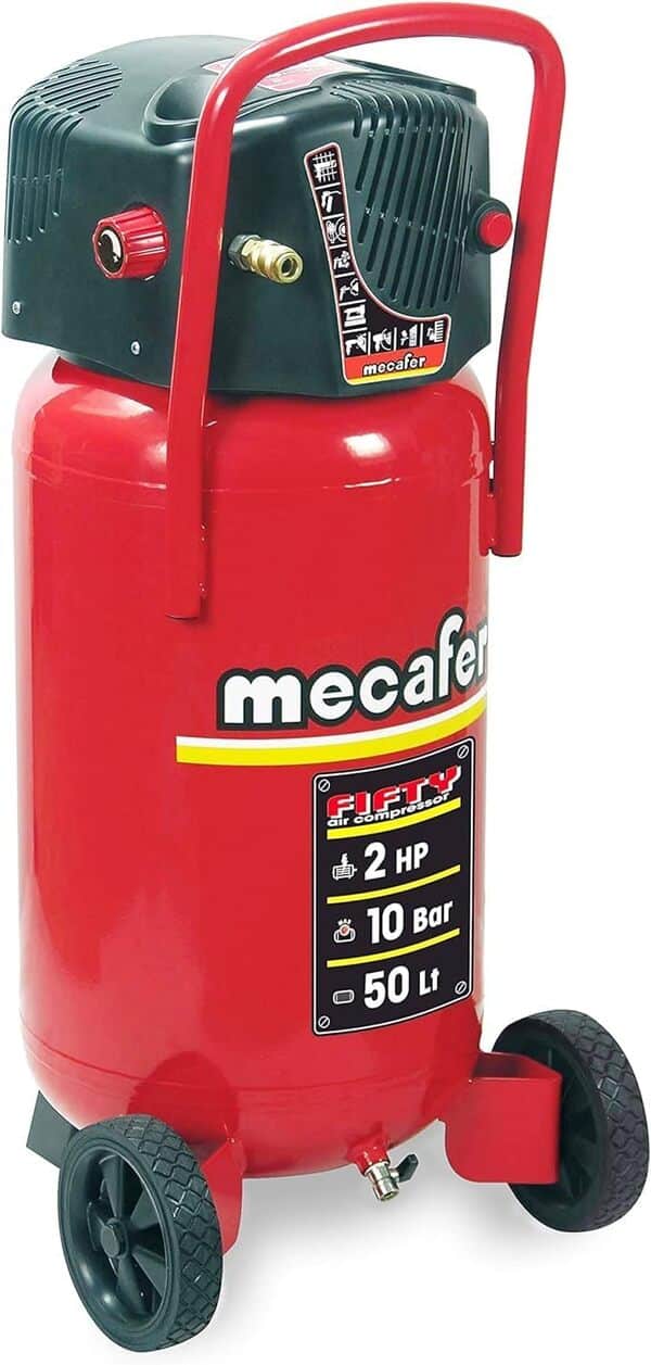 Mecafer 425090 Compresseur 50 L 2 hp fifty mecafer & 150098 Kit 8 accessoires (Boite carton quadrichromie) + Kit connexion universel
