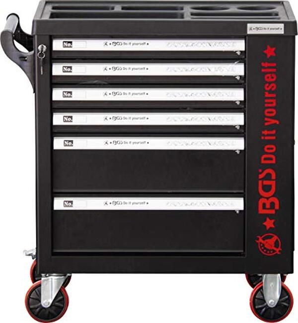 Découvrez notre avis complet sur la servante d'atelier BGS Diy 6055-1 avec ses 6 tiroirs, 1 porte latérale pour organiser efficacement votre espace de travail bricolage