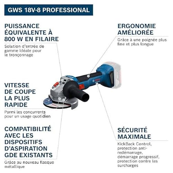 Découvrez notre test détaillé de la meuleuse sans-fil Bosch Professional GWS 18V-8 : performances, autonomie et ergonomie pour vos travaux de meulage.