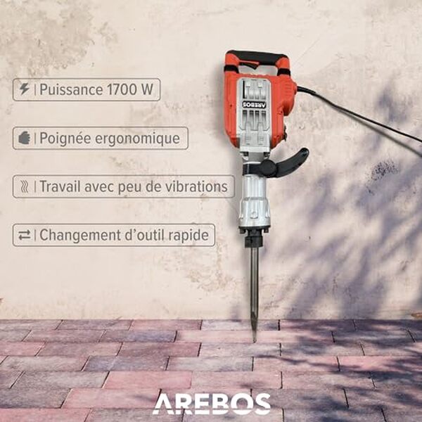 Découvrez le marteau de démolition Arebos 1700W : un outil professionnel alliant puissance exceptionnelle et mobilité. Test complet, performances et avis d'expert.