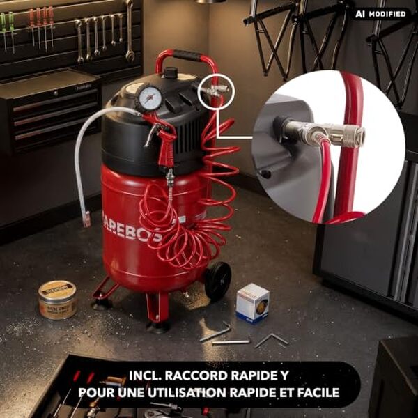 Découvrez notre test complet du compresseur d'air Arebos 6L 1200W sans huile 8 bar : performances, avantages et inconvénients pour bien choisir.