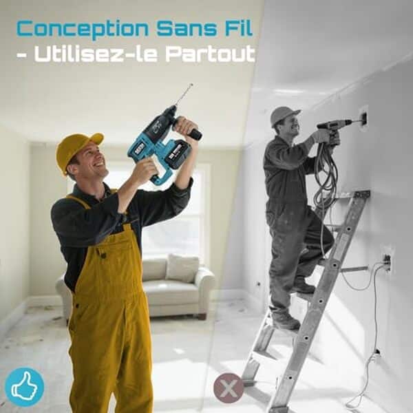 Découvrez notre test détaillé du marteau perforateur sans fil SEESII 600W avec 2, 5J d'énergie et 3 fonctions. Performances, avantages et recommandations pour vos travaux de bricolage et rénovation.